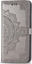 Mobigear Mandala Bookcase Hoesje - Geschikt voor Xiaomi Redmi Note 9 Pro - Grijs