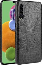Samsung Galaxy A90 Hoesje - Mobigear - Croco Serie - Hard Kunststof Backcover - Zwart - Hoesje Geschikt Voor Samsung Galaxy A90
