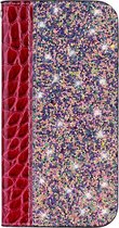 Apple iPhone 11 Hoesje - Mobigear - Croco Glitter Serie - Kunstlederen Bookcase - Rood - Hoesje Geschikt Voor Apple iPhone 11