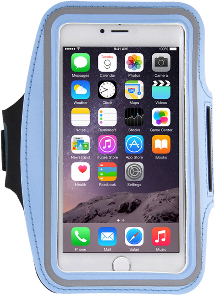 Mobigear Telefoonhoesje geschikt voor Telefoonhouder Hardlopen Apple iPhone 8 Plus Sport Hoesje Neopreen | Mobigear Sportarmband - Blauw