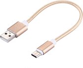 Mobigear Nylon USB-A naar USB-C Kabel 0.2 Meter - Goud