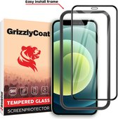 GrizzlyCoat Easy Fit Gehard Glas Ultra-Clear Screenprotector voor Apple iPhone 12 Mini - Zwart