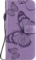 OnePlus 8 Pro Hoesje - Mobigear - Butterfly Serie - Kunstlederen Bookcase - Paars - Hoesje Geschikt Voor OnePlus 8 Pro