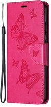 Nokia 5.3 Hoesje - Mobigear - Butterfly Serie - Kunstlederen Bookcase - Magenta - Hoesje Geschikt Voor Nokia 5.3