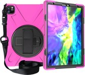 Mobigear Shockproof Strap Hardcase Geschikt voor iPad Pro 11 (2020 / 2018) - Zwart / Roze