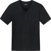 SCHIESSER Mix+Relax T-shirt - korte mouw O-hals met knoopjes - zwart - Maat: S