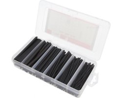 Krimpkous assortiment - 2:1 - 170 stuks - diverse diameters - Zwart