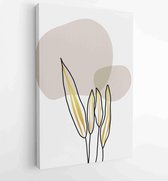 Golden and luxury pattern design with leaves line arts, Hand draw Organic shape design for wall framed prints, canvas prints, poster, home dec 2 - Moderne schilderijen – Vertical –