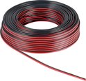 Rol luidsprekerkabel, rood en zwart gestreept.