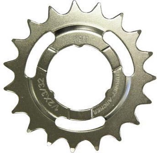 Zilverkleurig Sturmey Archer kettingwiel met 16 tandjes, 1/2 x 3/32 inch.