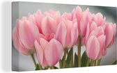 Canvas schilderij 160x80 cm - Wanddecoratie Close-up van de roze bladeren van de tulpen - Muurdecoratie woonkamer - Slaapkamer decoratie - Kamer accessoires - Schilderijen