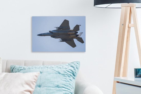Un jet blanc dans un ciel bleu Toile 30x20 cm - petit - Tirage photo sur toile (Décoration murale salon / chambre)