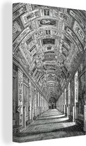 Canvas Schilderij Een illustratie van een gang in het Vaticaanse Musea - 80x120 cm - Wanddecoratie