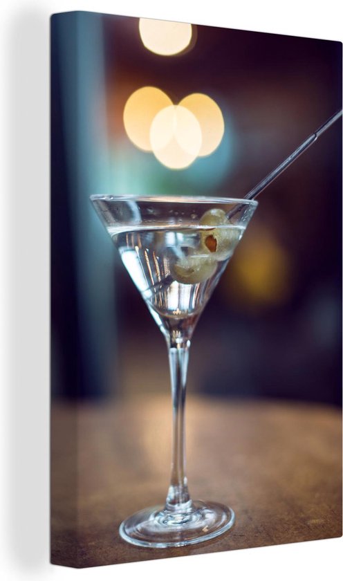 Canvas Schilderij Martini Cocktail op een bar in de kroeg - 40x60 cm - Wanddecoratie