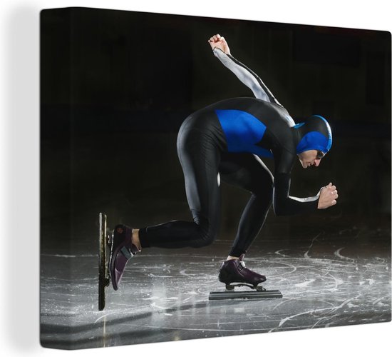 Canvas Schilderij Een mannelijke schaatser op het ijs - Wanddecoratie