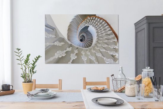 Un escalier en colimaçon vu d'en haut toile 140x90 cm - Tirage photo sur toile (Décoration murale salon / chambre)