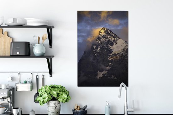 Cloudy Eiger au coucher du soleil en Suisse Toile 60x90 cm - Tirage photo sur toile (Décoration murale salon / chambre)