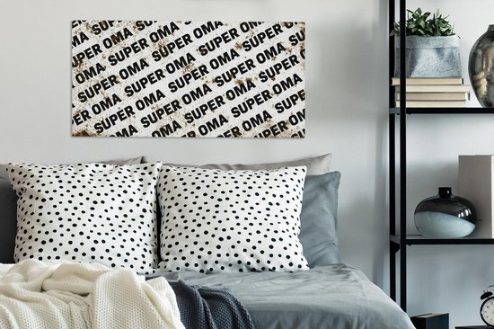 Canvas schilderij 80x40 cm - Wanddecoratie Oma - Spreuken - Quotes - Super oma - Muurdecoratie woonkamer - Slaapkamer decoratie - Kamer accessoires - Schilderijen - Moederdag cadeautje - Cadeau voor moeder - Tekstbord