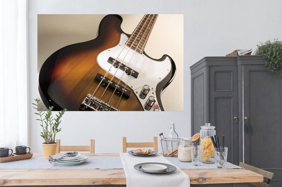 Photo en gros plan d'un Poster guitare basse 180x120 cm - Tirage photo sur Poster (décoration murale salon / chambre) XXL / Groot format!