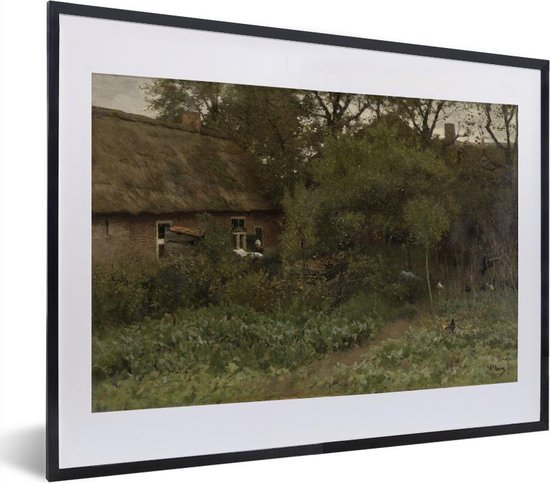 De moestuin - Schilderij van Anton Mauve fotolijst zwart met witte passe-partout 60x40 cm - Foto print in lijst