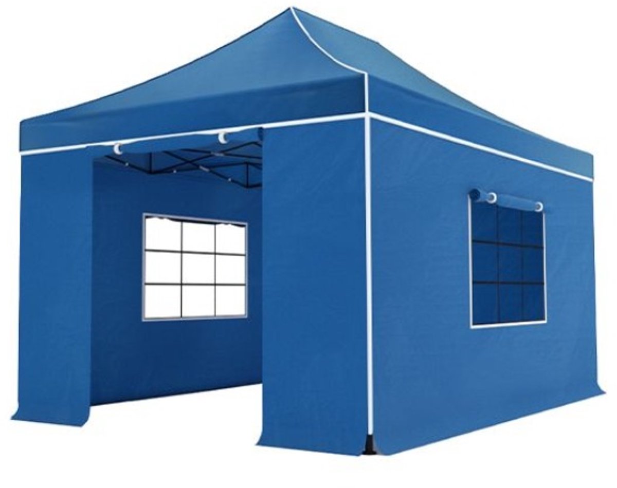 Easy up 3x4,5m blauw luxe partytent opvouwbaar