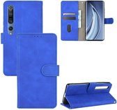 Voor xiaomi mi 10 pro effen kleur huid gevoel magnetische gesp horizontale flip kalf textuur PU lederen tas met houder & kaartsleuven & portemonnee (blauw)