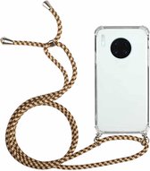 Voor Huawei Mate 30 Four-Corner Anti-Fall transparante TPU beschermhoes met lanyard (bruin geel)