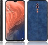 Voor Oppo Reno Z schokbestendig naaien koe patroon huid PC + PU + TPU hoesje (blauw)