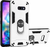 Voor LG G8X ThinQ / V50S ThinQ 2 in 1 Armor Series PC + TPU beschermhoes met ringhouder (zilver)