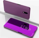 Galvaniserende spiegel horizontale flip lederen hoes voor OnePlus 7 Pro, met houder (paars)
