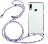 Voor Motorola Moto E6 Plus Four-Corner Anti-Fall transparante TPU beschermhoes met lanyard (paars)