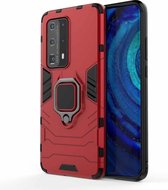 Voor Huawei P40 Pro PC + TPU schokbestendige beschermhoes met magnetische ringhouder (rood)