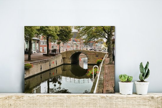 Pont sur un canal à Harlingen en Frise 40x30 cm - petit - Tirage photo sur toile (Décoration murale salon / chambre)