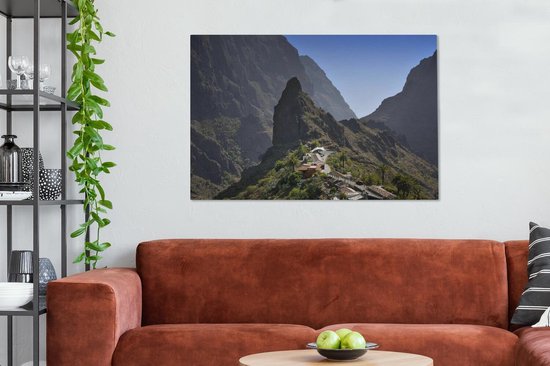 Une vue du village de montagne et des montagnes Tenerife Espagne 120x80 cm - Tirage photo sur toile (Décoration murale salon / chambre)