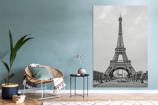 Zwart- Photo Wit de la Tour Eiffel 120x180 cm - Tirage photo sur toile (Décoration murale salon / chambre) XXL / Groot format!