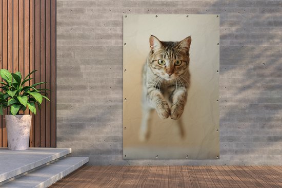 Décoration murale Chat sautant dans les airs - 120x180 cm - Affiche jardin