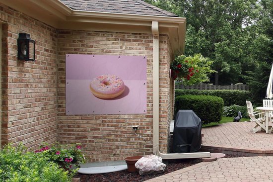 Affiche jardin - Toile jardin - Posters de jardin extérieur - Beignet rose avec grêle - 120x90 cm - Jardin