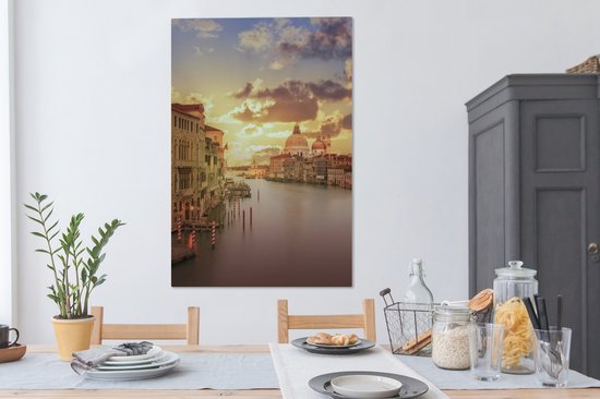 Grand Canal au coucher du soleil 90x140 cm - Tirage photo sur toile (Décoration murale salon / chambre) / Villes européennes Peintures sur toile