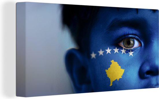 Drapeau du Kosovo sur toile 2cm 160x80 cm - Tirage photo sur toile (Décoration murale salon / chambre)