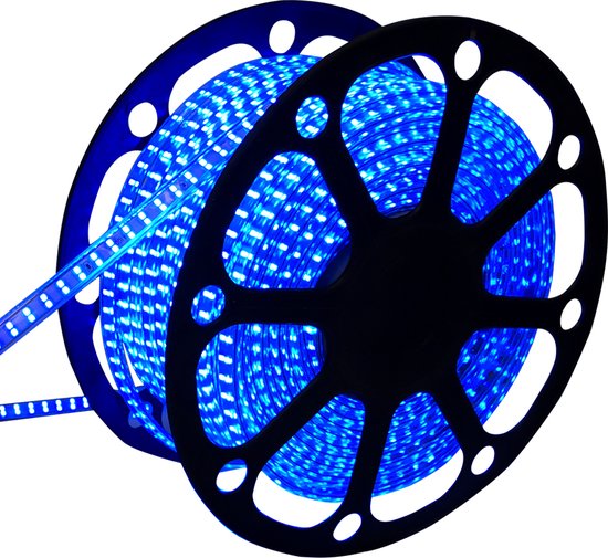 Tuyau d'éclairage LED plat 50m couleur Bleu 180 LED / m IP65 Plug & Play