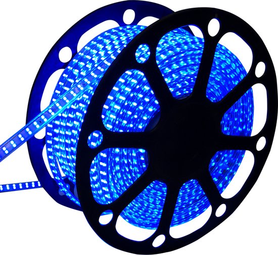 LED Lichtslang plat 50m kleur Blauw 180 LEDs/m IP65 Plug & Play