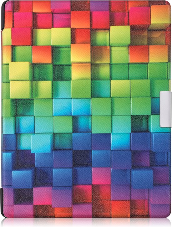 kwmobile e-reader hoesje geschikt voor Kobo Aura Edition 1 hoes - E reader flip case met magnetische sluiting - Ereader cover - Regenboog Kusbussen design in meerkleurig / groen / blauw van Merkloos — afbeelding 3