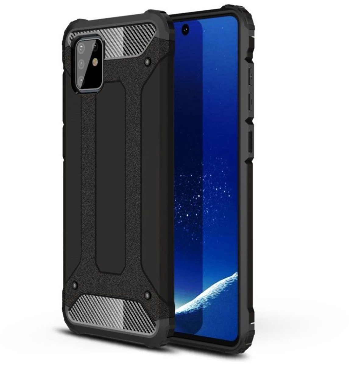 Hoesje Geschikt Voor Samsung Galaxy Note 10 Lite Hybrid Armor Hoesje - Zwart