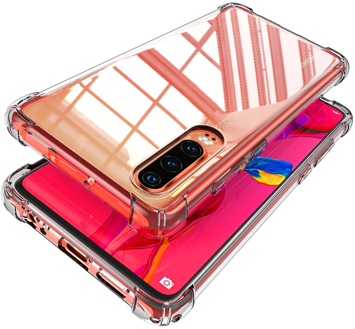 hoesje Geschikt voorHuawei Y7p 2020 siliconen Case Hoes Shockproof Cover - Transparant