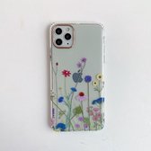 Geschilderd patroon Dubbelzijdig lamineren TPU beschermhoes voor iPhone 11 Pro Max (kleurrijke bloemen)