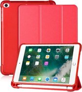 Voor iPad mini 5 / mini 4 / mini 3 / mini 2 / mini 3-vouw Litchi Texture Horizontaal Flip PU-leer + schokbestendig TPU-hoesje met houder en pengleuf (rood)