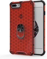 Voor iPhone 8 Plus / 7 Plus schokbestendige honingraat PC + TPU ringhouder beschermhoes (rood)