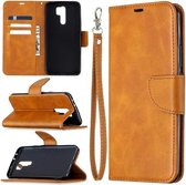 Voor xiaomi redmi 9 retro lamsvacht textuur pure kleur horizontale flip pu lederen case met houder & kaartsleuven & portemonnee & lanyard (geel)