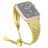 Voor Apple Watch Series 5 & 4 44mm / 3 & 2 & 1 42mm bloemenpatroon verstelbare B-stijl polsband (goud)