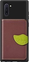 Leaf Buckle Litchi Texture Card Holder PU + TPU Case met Card Slot & Wallet & Holder & Photo Frame voor Galaxy Note10 (Brown)